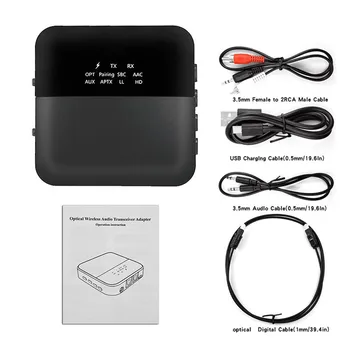Bluetooth 5.0 Adaptor Audio, Bluetooth Transmițător Receptor TV pentru Laptop Sistem Stereo Căști Difuzor, RCA/AUX aptX HD