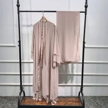 Șifon Rochii Rochie Kimono Dubai Turcia Caftan Musulman Cardigan Abayas Rochii Pentru Femei, Casual, Halat De Caftan Islam Îmbrăcăminte Centura
