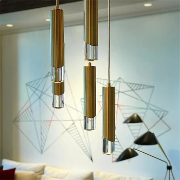 Aur Nordic cristal pandantiv lumini dormitor sufragerie hol lămpi moderne de lux, sala de mese bar tub de sticlă agățat de iluminat