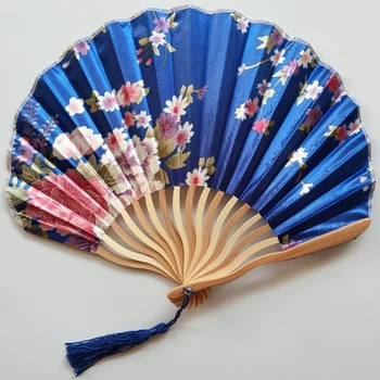 250 de pc-uri Personalizate/Personalizate de Bambus Poliester flori de Flori de Nunta Chineză Japoneză de Pliere Ventilator Cu ciucure+imprimare