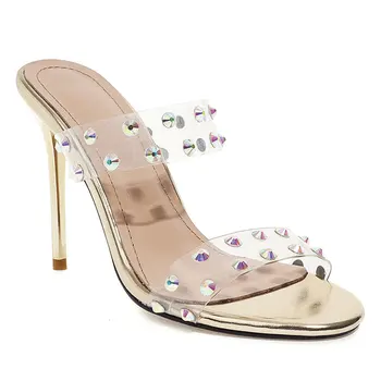 Lsewilly PVC Transparent Sandale de Moda pentru Femei Subțire Toc Stiletto Sexy Vara Pantofi Peep Toe Femei de Aur Argintiu Dimensiune 31-46