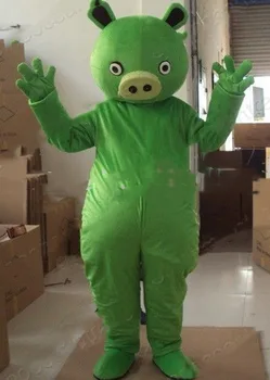 PORC verde Mascota Costum, Costume de Cosplay Joc de Partid Rochie de Înaltă Calitate Personaj de Desene animate Haine de Halloween Paști Adulți Fursuit