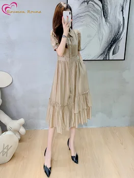 Moda Tencel rochie de vară 2021 culoare solidă talie mare ciufulit fusta tricou